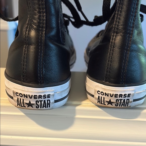 Converse Black Leather High Top Sneakers - Picture 4 of 6